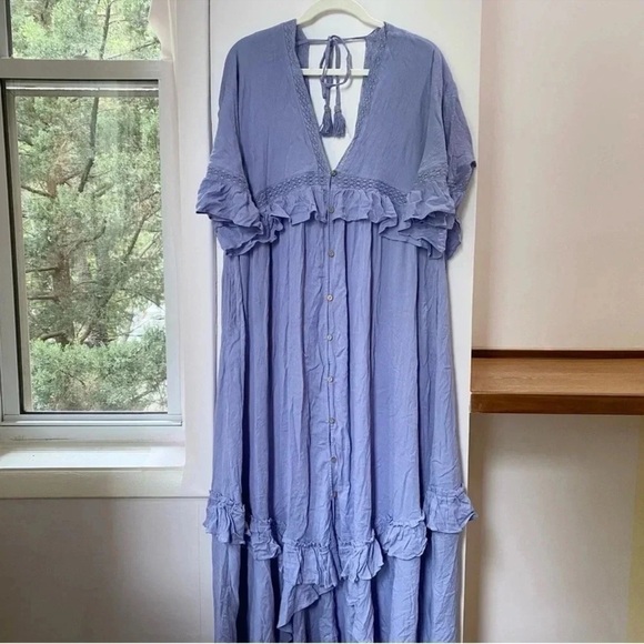 New Free People Paradiso Lace Maxi Dress Purple Small - Picture 7 of 13